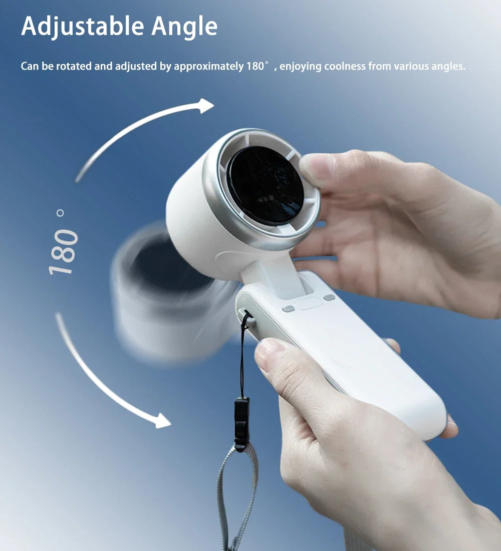 Portable Mini Handheld Fan - 5-Speed Turbo USB Rechargeable, Foldable Bladeless Pocket Fan with Large Battery for Outdoor/Travel