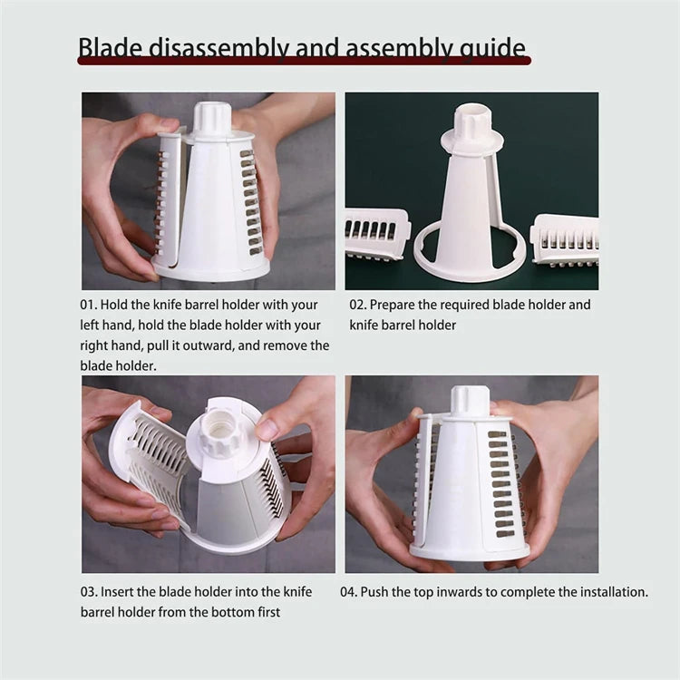 Rotary Cheese Grater Shredder Multifunction 5 in 1 Kitchen Manual Speed Round Mandolin Food Slicer Vegetable Shooter YY117