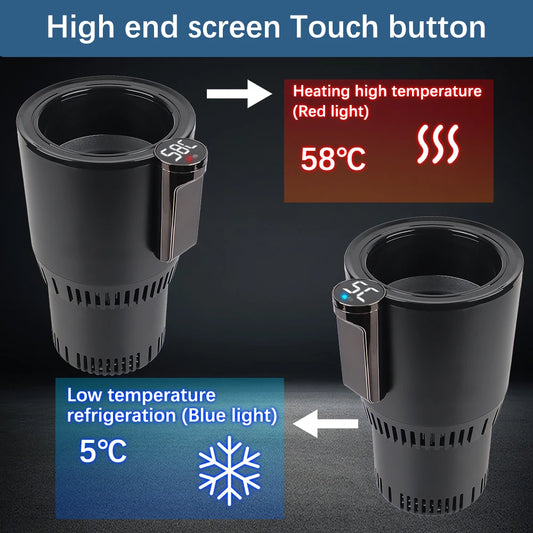 Car Cooling Heating Cup Holder Temperature Display Heat Preservation Refrigeration Kettle Water Warmer Bottle Smart Cup DC 12V