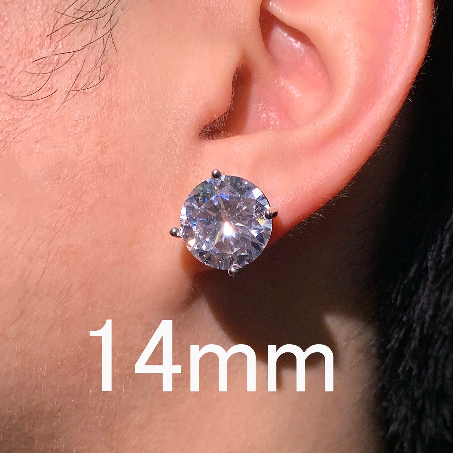 CUC 3-14MM AAAA Zircon Stud Earrings Screw/Push Back For Women Men Fashion Trend Wedding Jewelry Party Love Gift