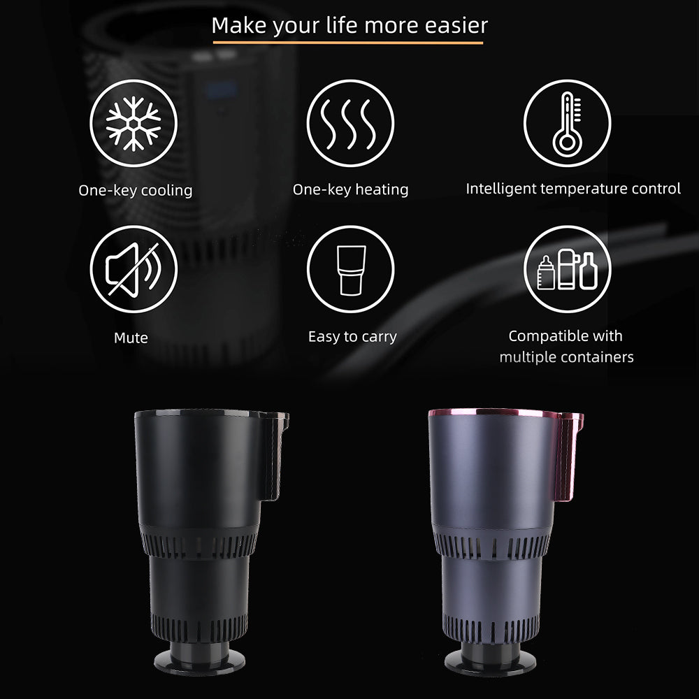 Car Cooling Heating Cup Holder Temperature Display Heat Preservation Refrigeration Kettle Water Warmer Bottle Smart Cup DC 12V