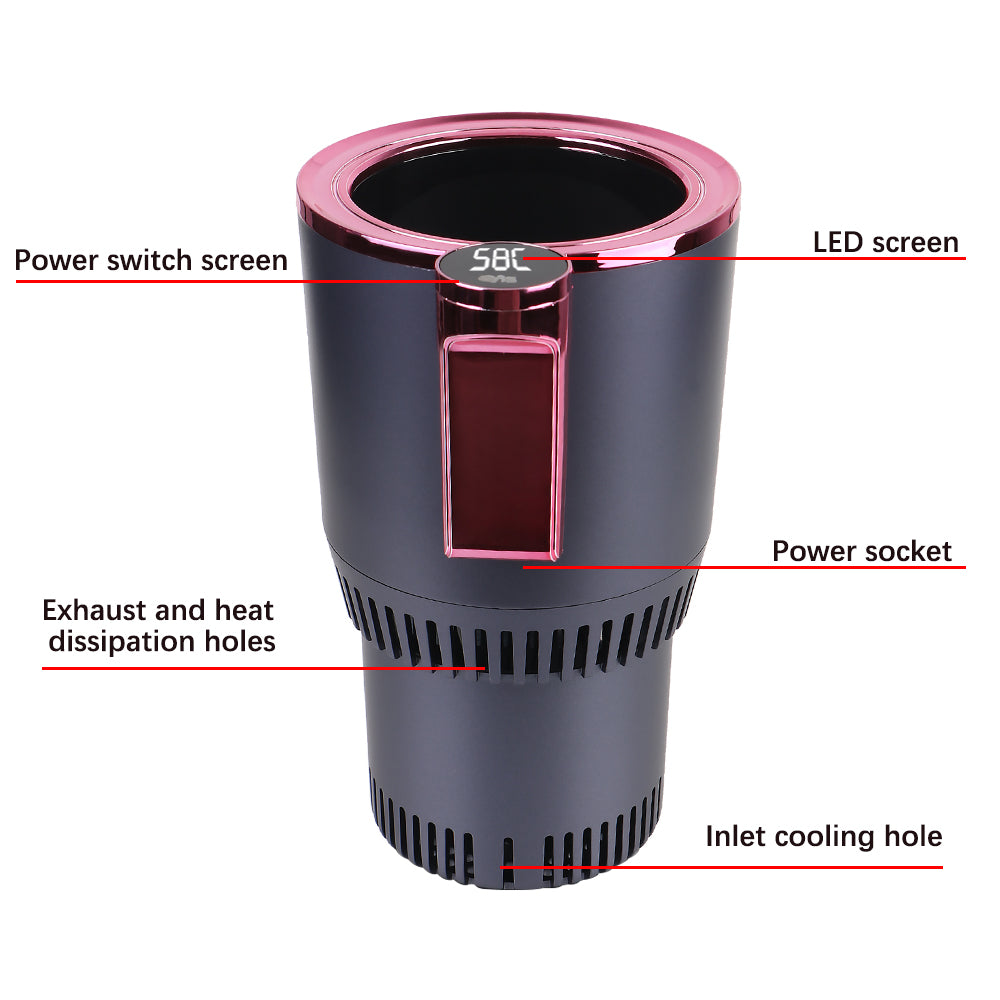 Car Cooling Heating Cup Holder Temperature Display Heat Preservation Refrigeration Kettle Water Warmer Bottle Smart Cup DC 12V