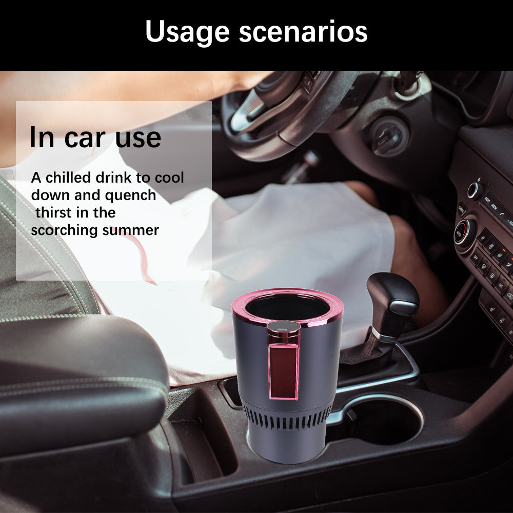 Car Cooling Heating Cup Holder Temperature Display Heat Preservation Refrigeration Kettle Water Warmer Bottle Smart Cup DC 12V