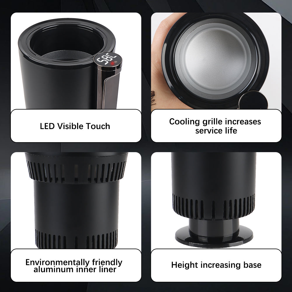 Car Cooling Heating Cup Holder Temperature Display Heat Preservation Refrigeration Kettle Water Warmer Bottle Smart Cup DC 12V